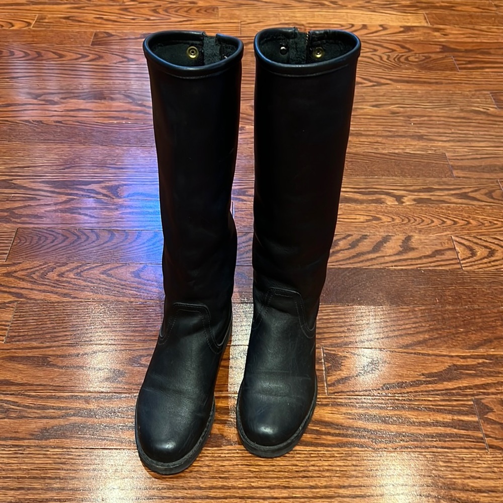 Roots black leather knee high boots